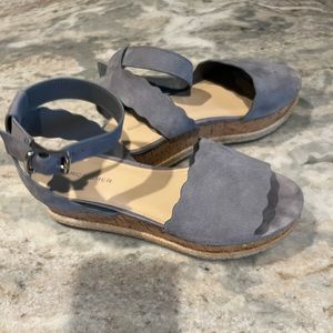 Marc Fisher Blue/Grey Wedge Suede Sandals Size 8
